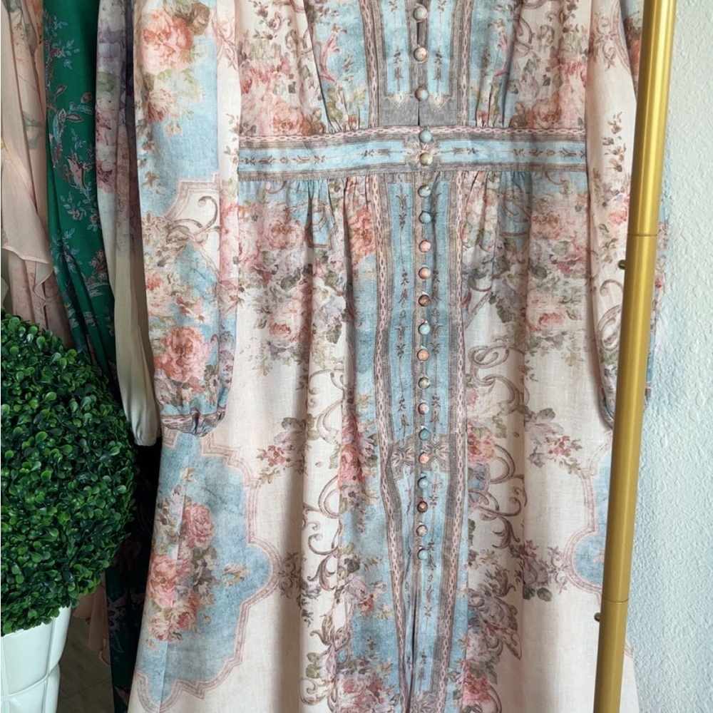 Floral Button-Down Dress in Pastel Hues